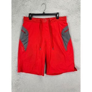 Hylete Shorts Mens Large Long Red Nylon‎ Crossfit Training Activewear Drawstring